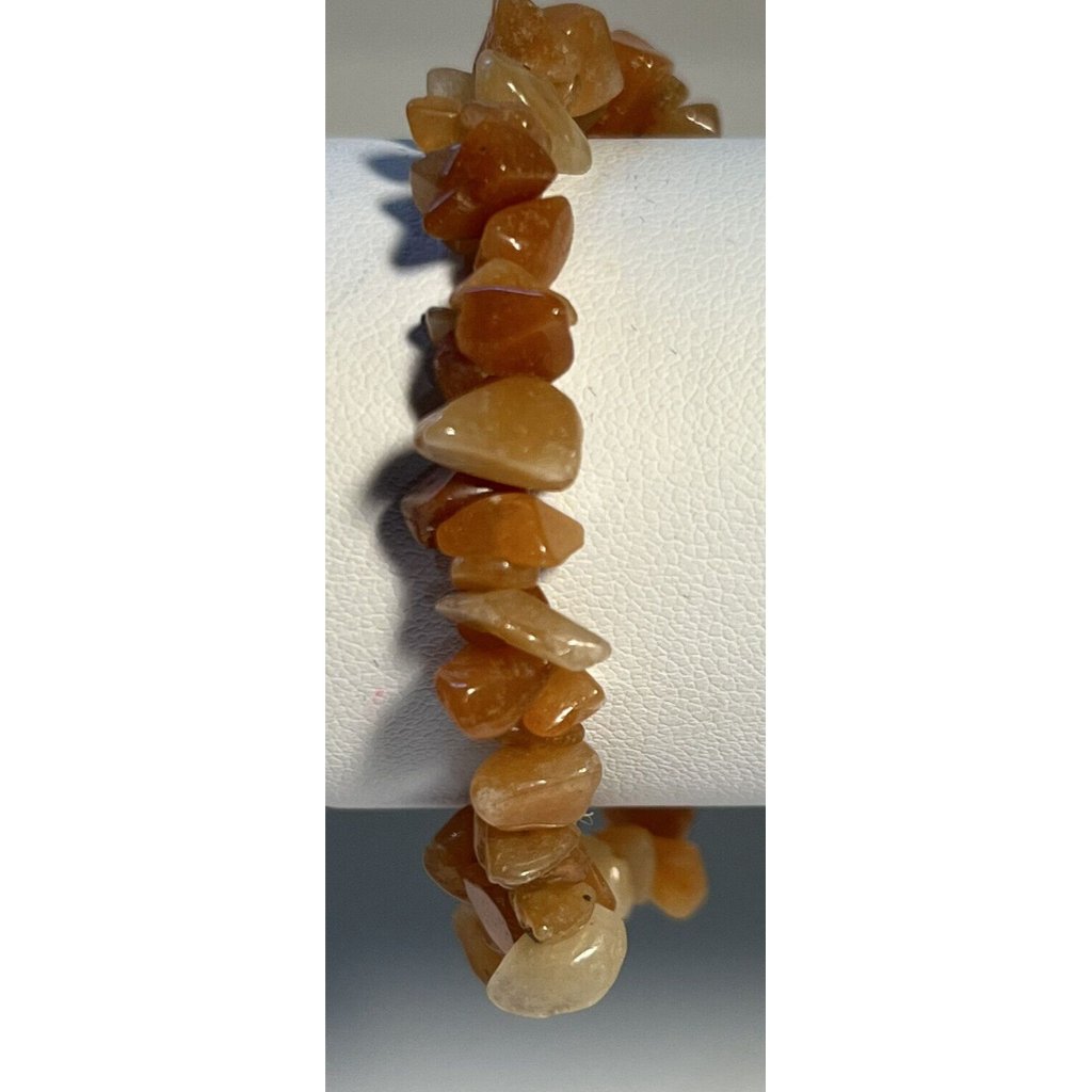 Bracelet Stretch Jadeite Chips Amber Colored Fits Up To An 8 Inch Wrist